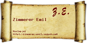 Zimmerer Emil névjegykártya